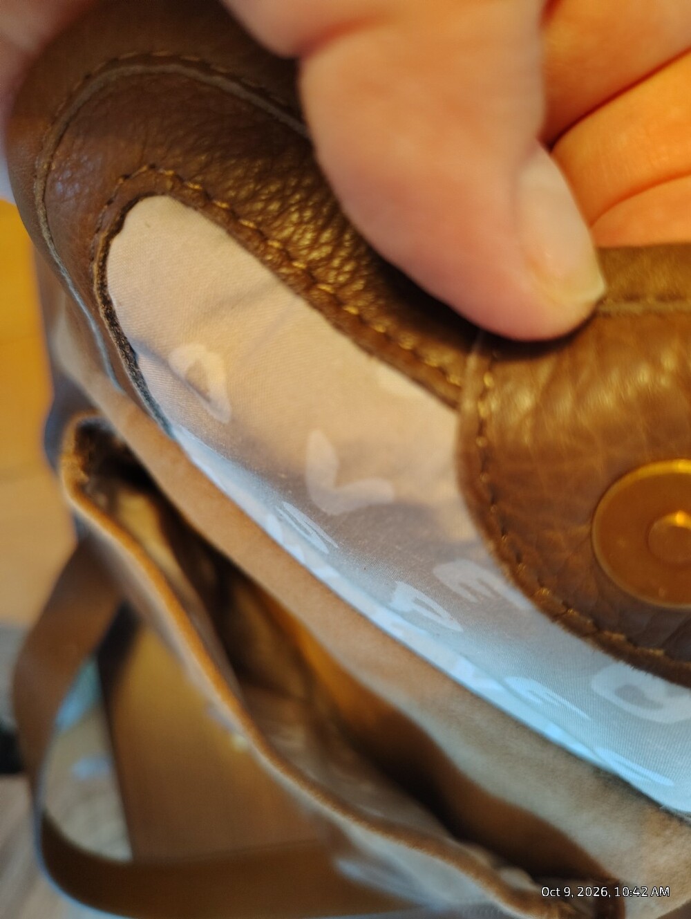 Aimee Kestenberg Tan Brown Suede Leather Shoulder Bag with Brass Accents - Picture 14 of 15